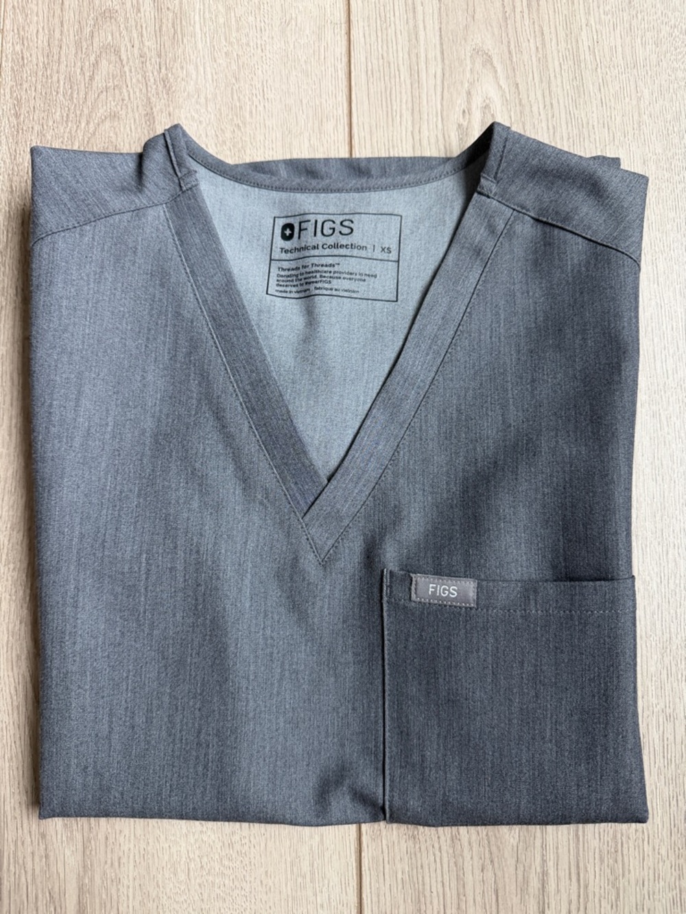 FIGS- Charcoal Gray V-Neck Medical Scrub Top